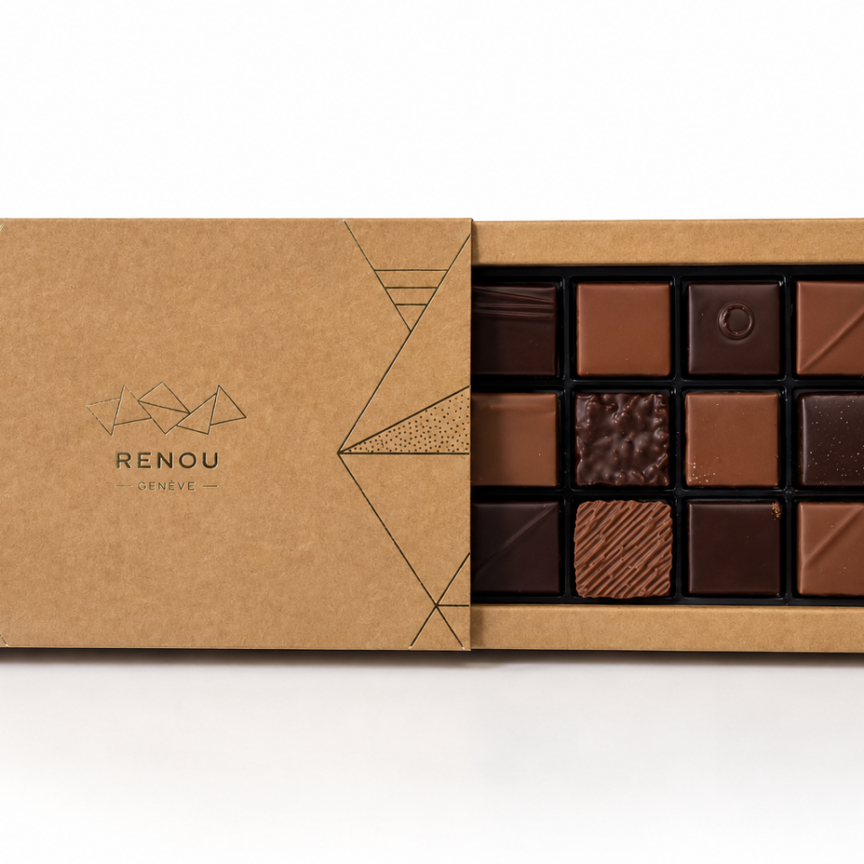 Coffret Assortiment Bonbons de Chocolat NOIR ET LAIT - 12 pièces